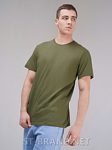 M,L,XL,2XL,3XL. Чоловіча однотонна футболка 100% Cotton, м'який та приємний матеріал - оливковий хакі, фото 4
