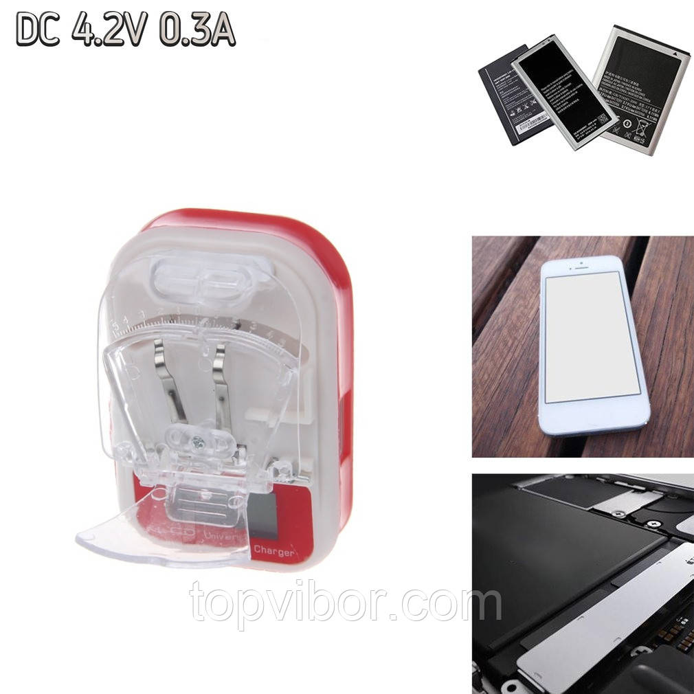 Зарядка жабка для батареї LCD USB Charger HY02 4.2V 0.3A Червоний адаптер живлення жабка
