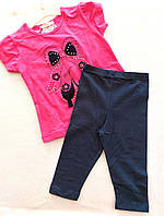 Летний комплект для девочки, легкие, бриджи лосины и футболка 110, 116 размер ТН-14