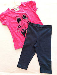 Літній  комплект для дівчинки, легенси, бриджі лосини  та футболка 110, 116  розмір ТН-14