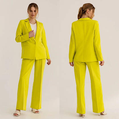 Класичний брючний костюм жіночий двойка лимонний (3 кольори) KL/-002719, фото 2