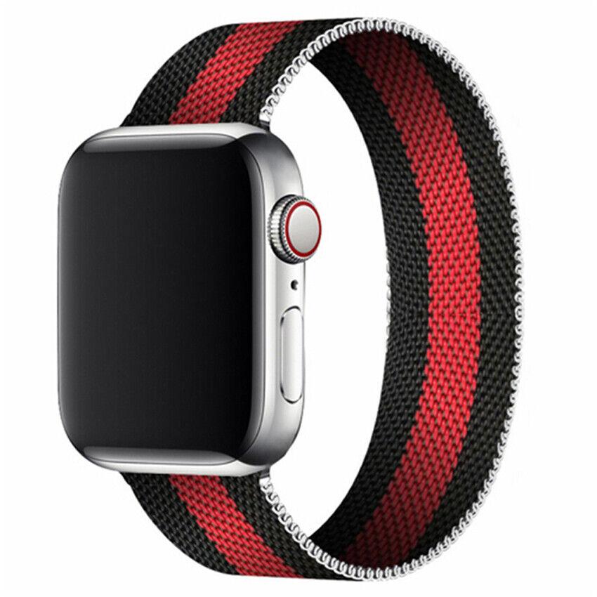 Ремінець для Apple Watch Milanese Loop Red Black • 42/44/45/49mm.