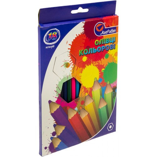 Олівці дерев'яні кольорові Веселка 18 шт., J. Otten, 7303Q-18