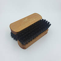 Деревянная лакированная щетка брусок со штучным ворсом универсальная для обуви и одежды 12 см черная