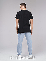 48,50,52,54,56. Чоловіча однотонна базова футболка з натурального матеріалу, 100% Cotton - чорна, фото 3