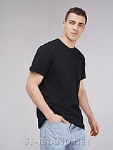 M,L,XL,2XL,3XL. Чоловіча однотонна футболка 100% Cotton, м'який та приємний матеріал - чорна, фото 2