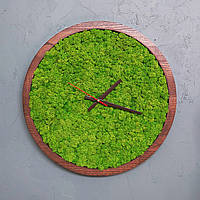 Дерев‘яний годинник ручної роботи з мохом. Діаметр 50 см
