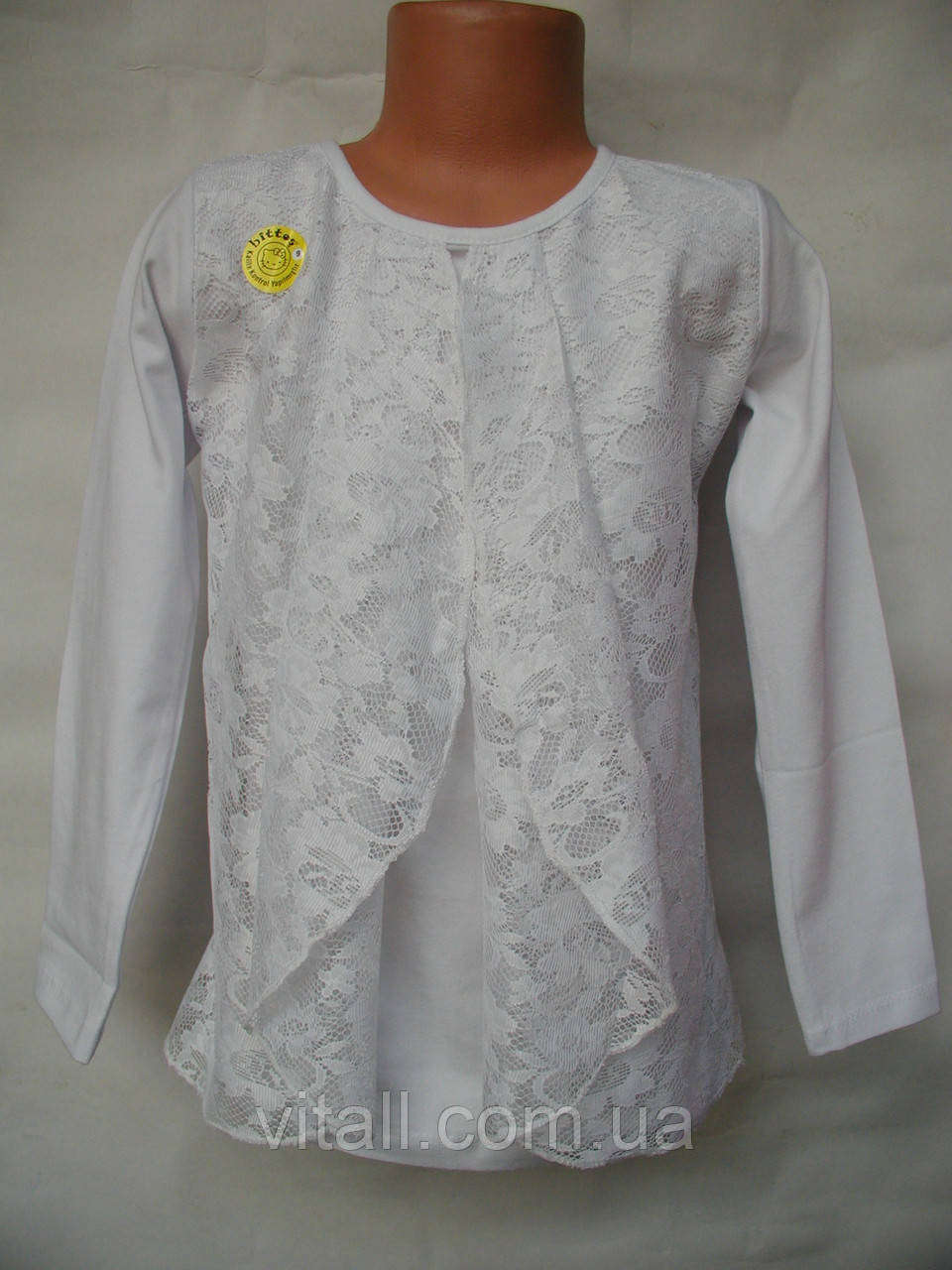 Кофтинка-трикотажна блуза 8-12 років біла довгий рукав