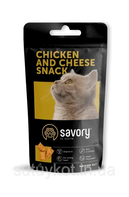 Savory Snack Chicken&Cheese (Сейворі) ласощі для котів з курочкою та сиром, 60 гр, фото 1