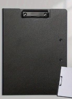 Папка-планшет пластиковий з кліпом, горизонтальний+вертикальний, чорний, фото 1