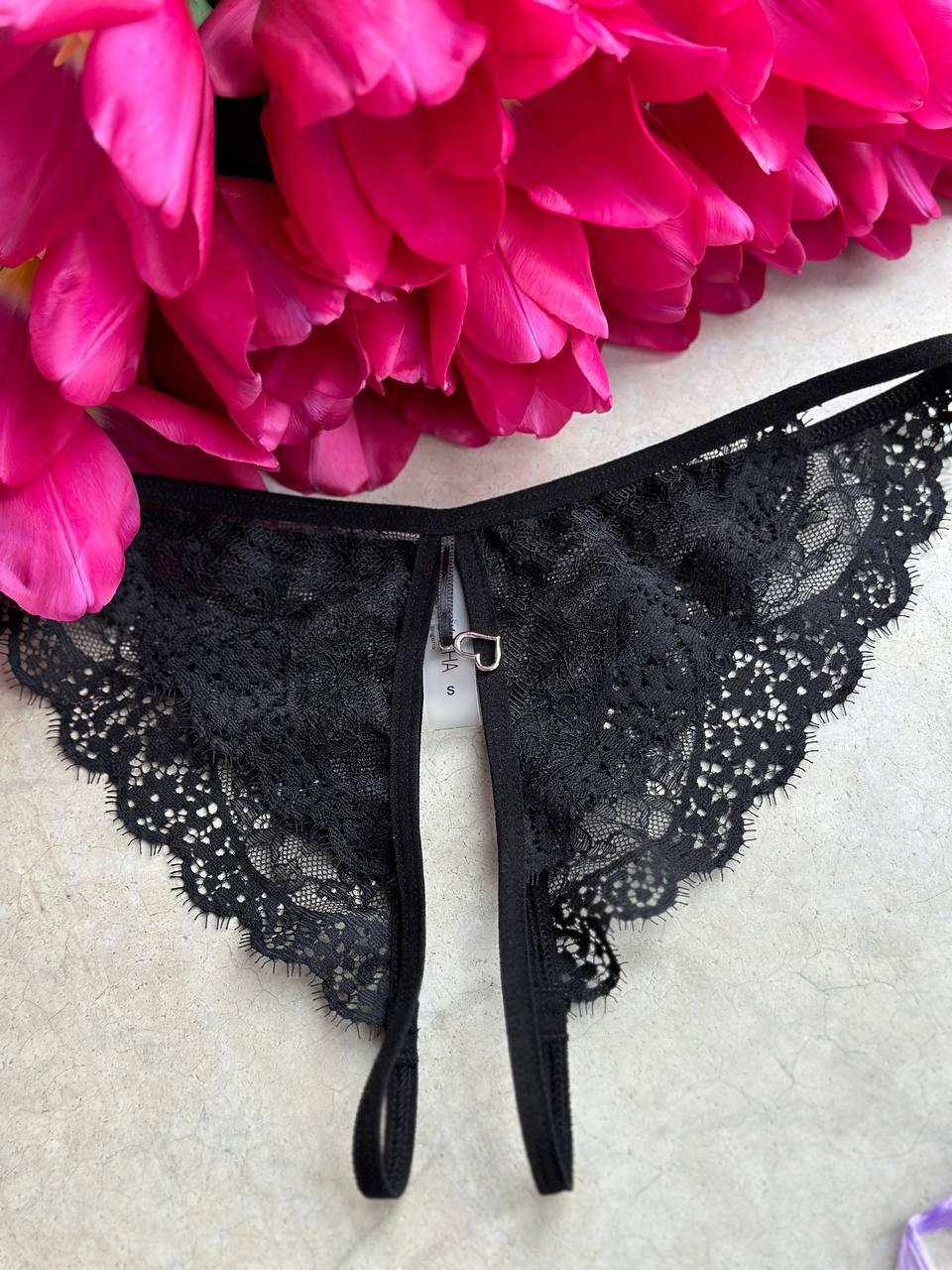 Трусики жіночі чорні вільний доступ NAOMI