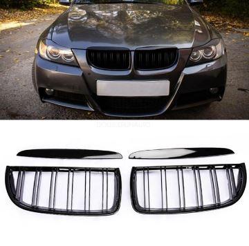 Решітка радіатора BMW (БМВ) 3 series E90 E91 2005 - 2008 року Глянець 2 ребра Ніздрі BMW E90 2005 - 2008