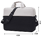 Сумка для ноутбука чорно-сіра 15.6"  Містка сумка для ноутбука Захисна сумка для ноутбука 15 дюймів чорно-сіра, фото 7