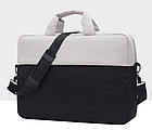 Сумка для ноутбука чорно-сіра 15.6"  Містка сумка для ноутбука Захисна сумка для ноутбука 15 дюймів чорно-сіра, фото 2