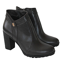 Ботинки женские на высоком каблуке черного цвета 40, Мех шерстяной, Зима