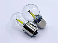 Лампа BA15s(P21W)A 12V LED 2xCOB+Glass white