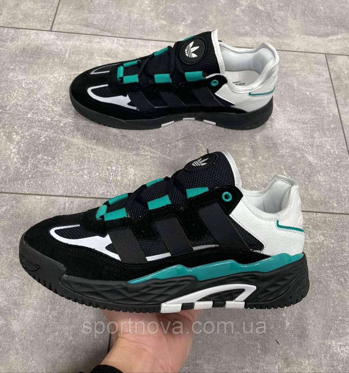 Жіночі підліткові кросівки Adidas Niteball комбіновані чорні із зеленим 36-41р.