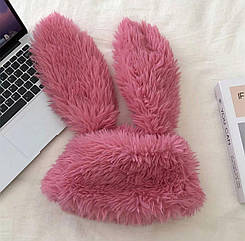 Шапка Заєць (Кролик) з вушками та куліскою Рожева, Унісекс WUKE One size