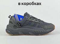 Кроссовки мужские демисезонные Adidas ZX22 замша с сеткой темно-серые р 41-46