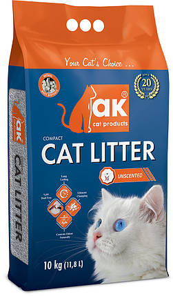 Наповнювач для котячого туалету AK Cat Compact CAT LITTER бентонітовий комкуючийся Натуральний 10 кг, фото 1