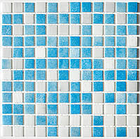 Мозаїка АкваМо Limited Edition 4 31.7х31.7 біло-блакитний мікс. Скляна для ванни, душової, кухні, хамама за 1 ШТ