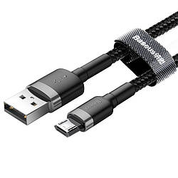 Кабель Baseus Cafule USB 2.0 to microUSB 2.4A 1M Чорний/Сірий (CAMKLF-BG1)