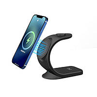 Бездротова док-станція WK Design Magnetic Wireless Charger 3 в 1 чорна (OJD-83)