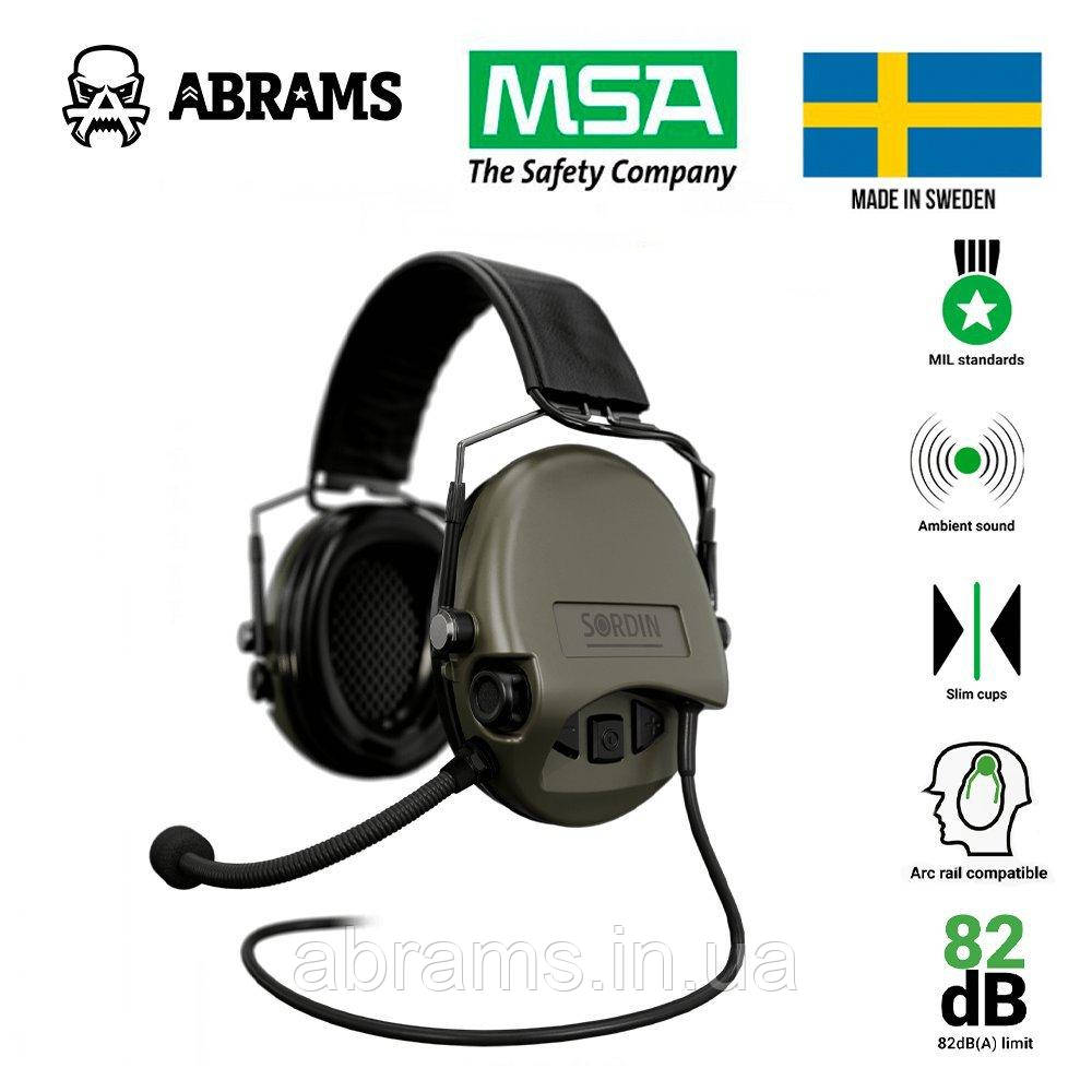 Активні навушники гарнітура MSA Sordin Supreme MIL CC-3 Slim Headband 74332-06-S | Green PVC
