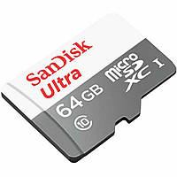 Карта памяти MicroSDXC (UHS-1) SanDisk Ultra 64Gb class 10 A1 (100Mb/s) (adapter SD)