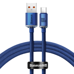 Кабель Baseus Crystal Shine USB 2.0 to Type-C 100W 1.2M Синій (CAJY000403)