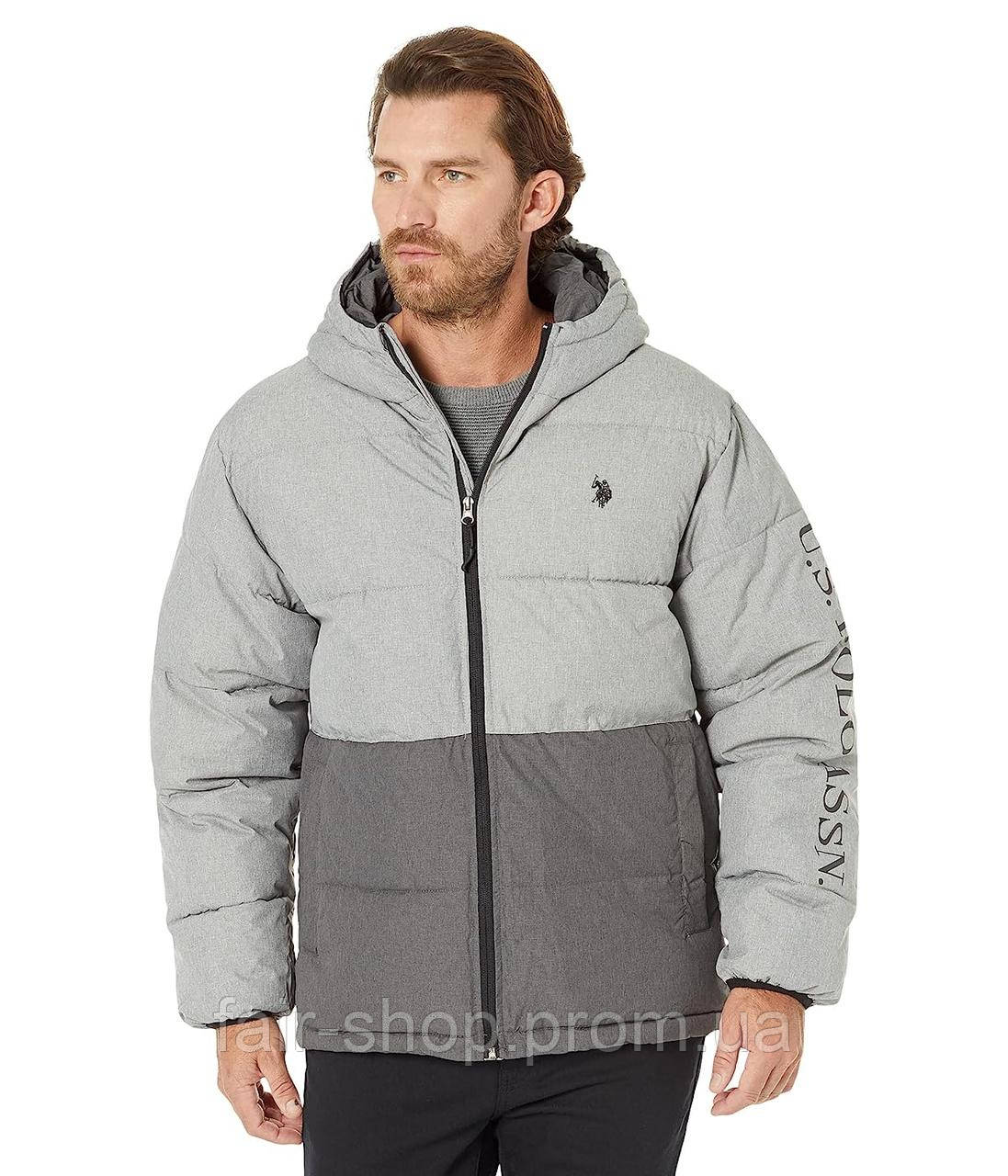 Куртка U.S. POLO Heather Puffer Jacket Heather Gray, оригінал. Доставка від 14 днів