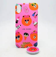 Чехол накладка Cute Imd Case with Pop Socket для iPhone X/iPhone Xs Mix