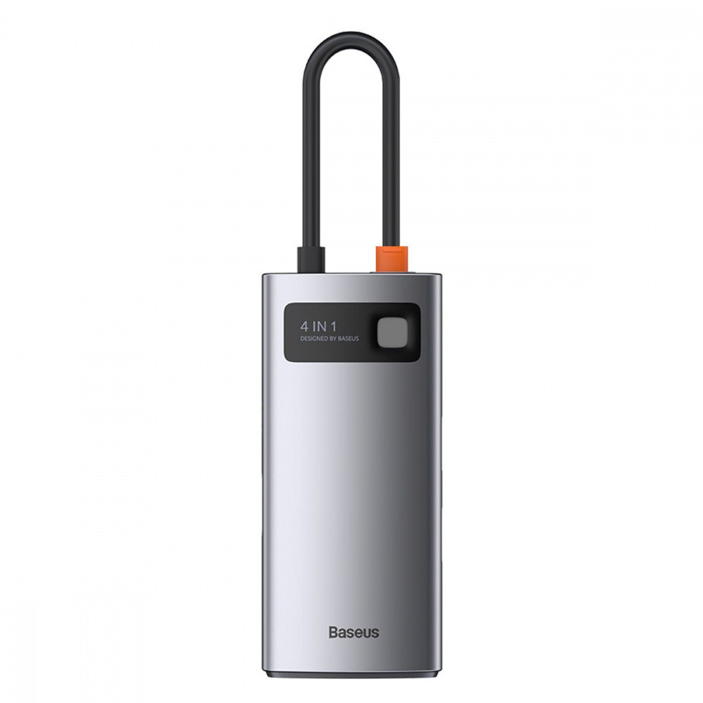 USB-Хаб Baseus Metal Gleam Series 4-in-1 (2xUSB3.0 + 4KHD + Type-C) gray