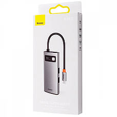 USB-Хаб Baseus Metal Gleam Series 4-in-1 (2xUSB3.0 + 4KHD + Type-C) gray, фото 3