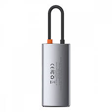 USB-Хаб Baseus Metal Gleam Series 4-in-1 (2xUSB3.0 + 4KHD + Type-C) gray, фото 4