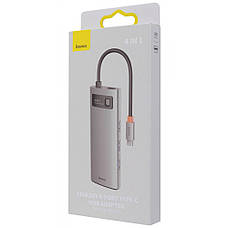 USB-Хаб Baseus Metal Gleam Series 4-in-1 (4xUSB3.0) gray, фото 3