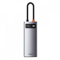 USB-Хаб Baseus Metal Gleam Series 5-in-1 30Hz Version (3xUSB3.0 + 4KHD + Type-C). gray