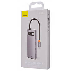 USB-Хаб Baseus Metal Gleam Series 6-in-1 (3xUSB3.0 + 4KHD + RJ45 + Type-C) gray, фото 3
