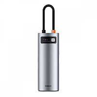 USB-Хаб Baseus Metal Gleam Series 7-in-1 (2xUSB3.0 + 4KHD + Type-C + Type-C PD+ TF + SD) gray