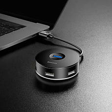 USB-Хаб Baseus Round Box Type-C to USB 3.0 + 3USB 2.0 black, фото 4