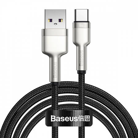 Кабель Baseus Cafule Metal Data Type-C 66W (2m) black, фото 1