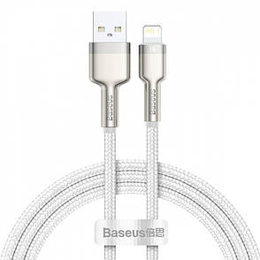 Кабель Baseus Cafule Metal Lightning 2.4A (2m) white, фото 1