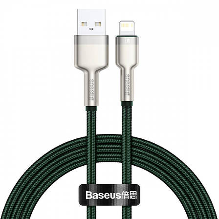 Кабель Baseus Cafule Metal Lightning 2.4A (1m) green, фото 1