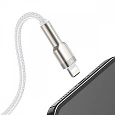 Кабель Baseus Cafule Metal Lightning 2.4A (2m) white, фото 4