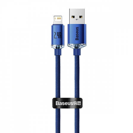 Кабель Baseus Crystal Shine Series Lightning 2.4A (2m) blue, фото 1