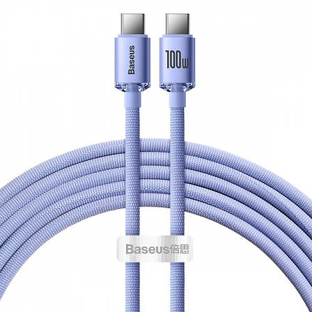 Кабель Baseus Crystal Shine Series Type-C to Type-C 100W (2m) purple, фото 1