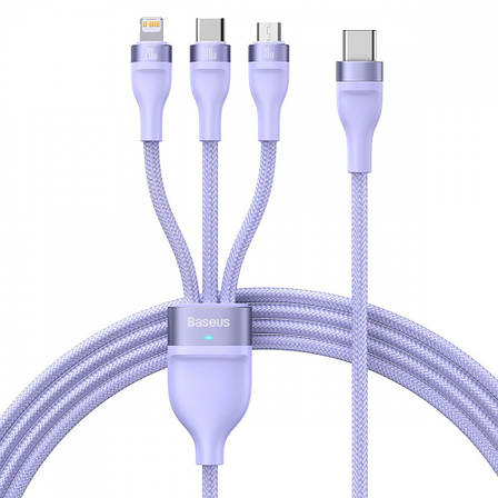Кабель Baseus Flash Series 2 One-for-three Fast Charging Type-C (Micro USB+Lightning+Type-C) 100W (1.5m), фото 1