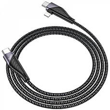 Кабель Hoco U95 2in1 Freeway 2in1 Type-C to Type-C + Lightning PD 60W (1.2m) black, фото 4