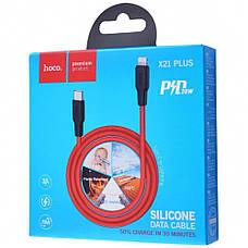 Кабель Hoco X21 Plus Silicone PD 20W Lightning (1m) black/red, фото 3