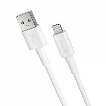 Кабель Proove Small Silicone Lightning 2.4A (1m) white, фото 1